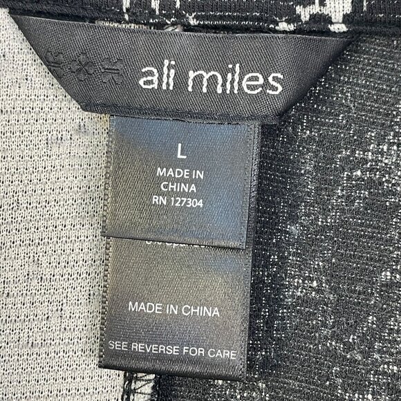 Ali Miles Womens Large Black White Marble Print Button Jacket Wire Collar Artsy - Picture 5 of 11